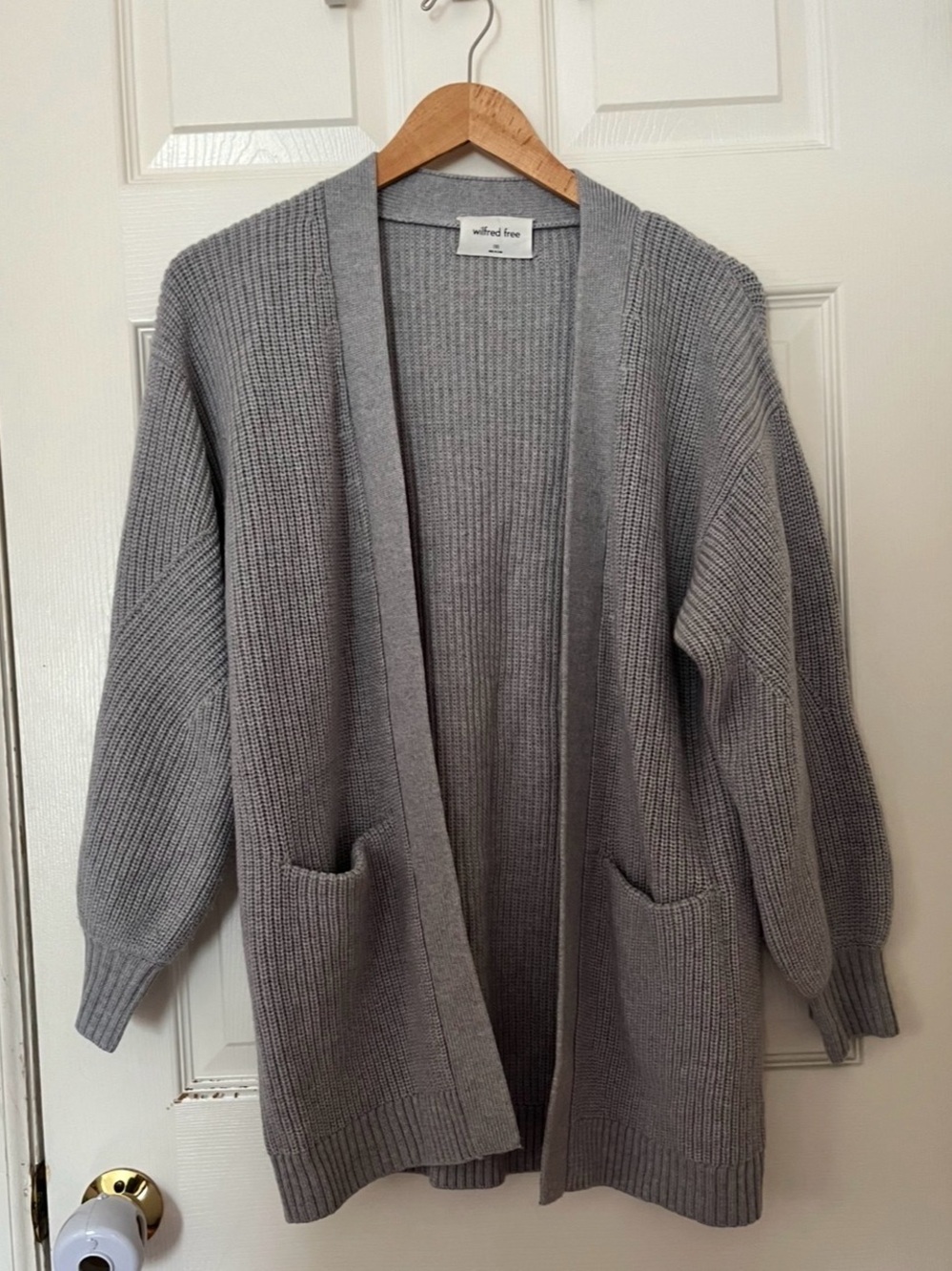 Wilfred Light Gray Open-Front Ribbed Cardigan